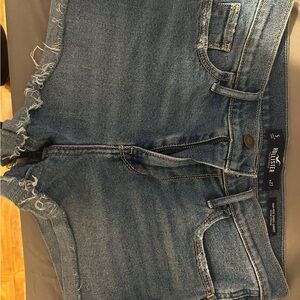 Hollister Blue Jeans with Distressed Hem and Stretch Fit